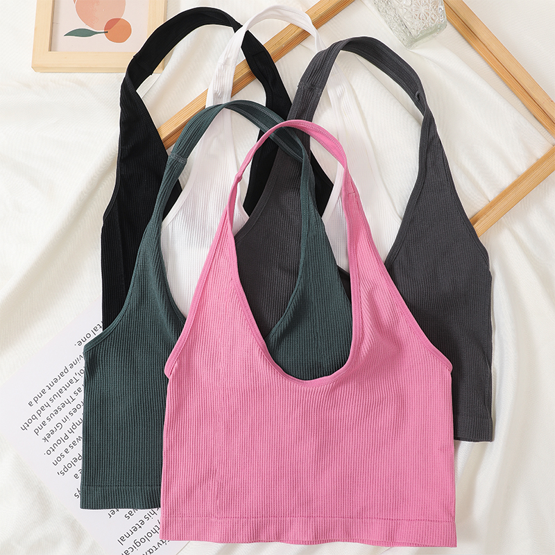 T Shirt Bra Seamless - Halter-neck Tops Women Sexy Backless Crop