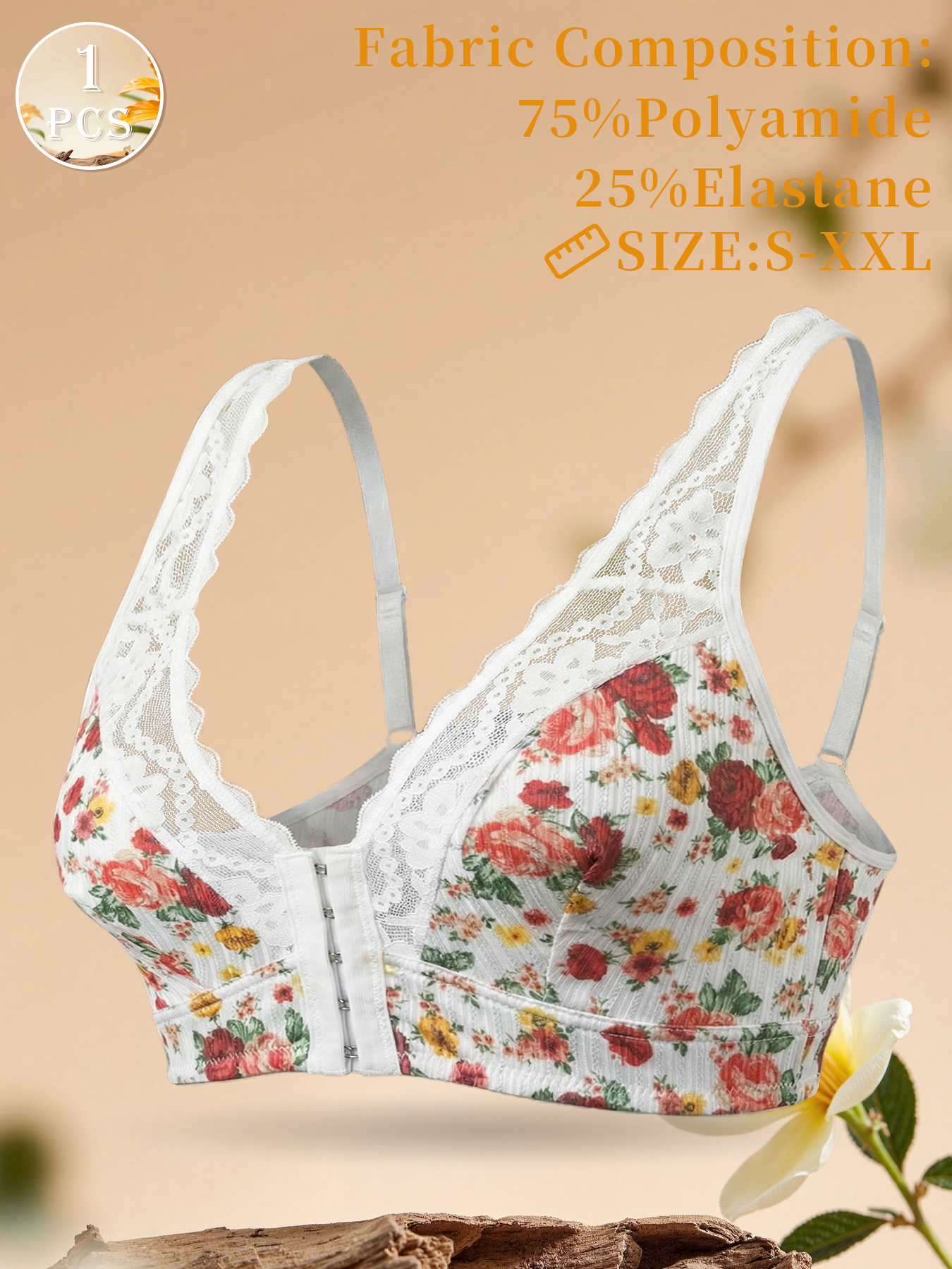 1pc Women's Floral Print Wirel - Wirefree Bra Comfort ulasan dan harga