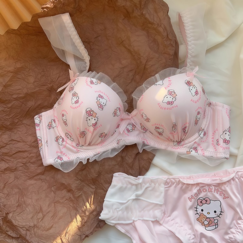 Sanrio Cute Japanese Bra Hello - Lace Bralette Set ulasan dan harga